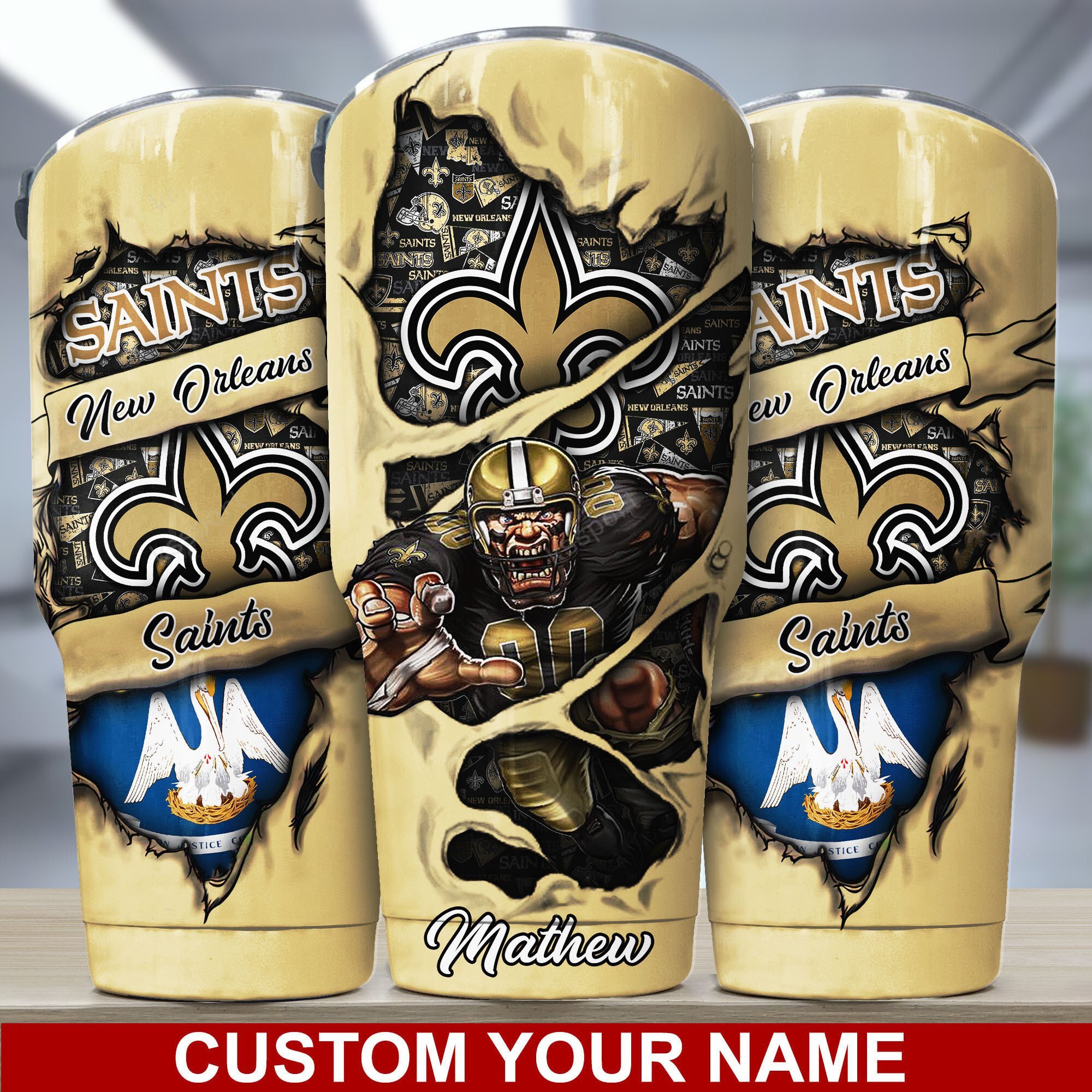 New Orleans Saints Custom Name Tumbler Bg242