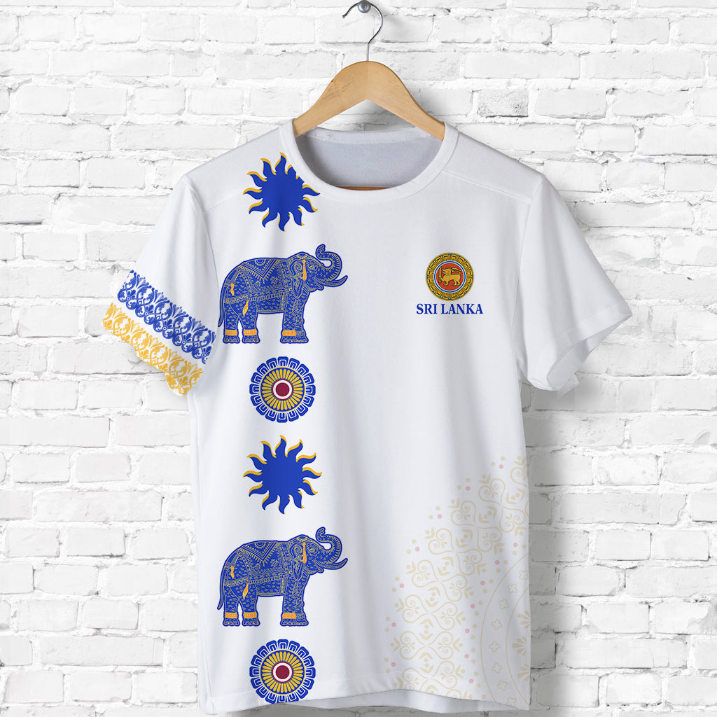 Sri Lanka T Shirt Traditional Pattern And Elephants Lt13