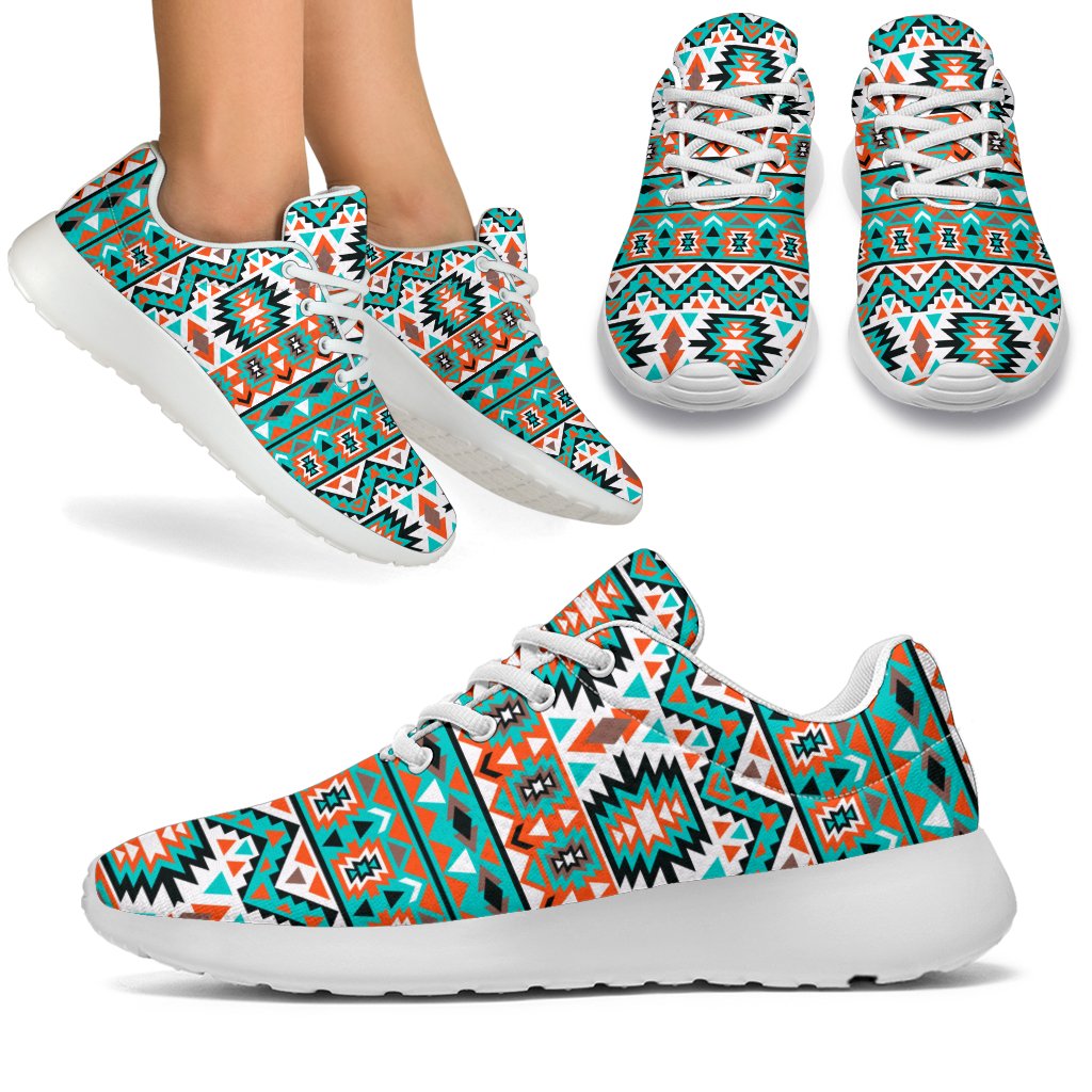 Indian Navajo Ethnic Themed Design Print Sport Sneakers White