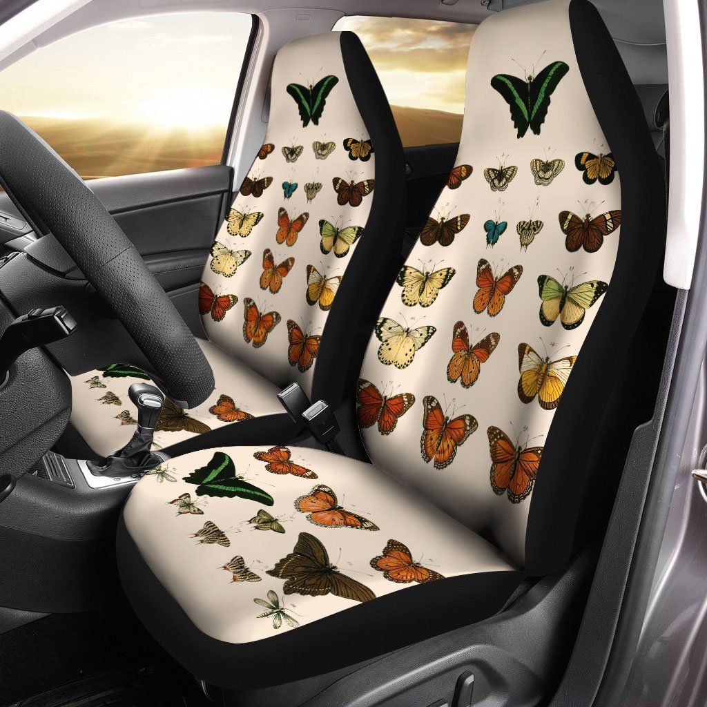 Vintage Butterflies Car Seat Covers Custom Car Accessories For Butterfly Lover