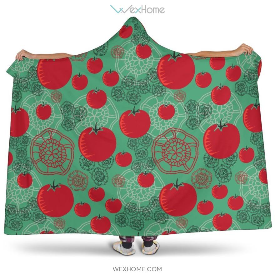 Tomato Design Pattern Hooded Blanket