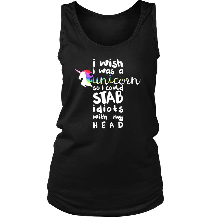 Wish I was a Unicorn Funny Humor Animal Women’s Tank Top T-shirt