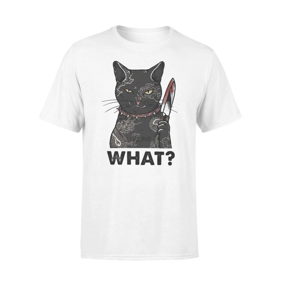 Cat Black Hold Knife What T-shirt