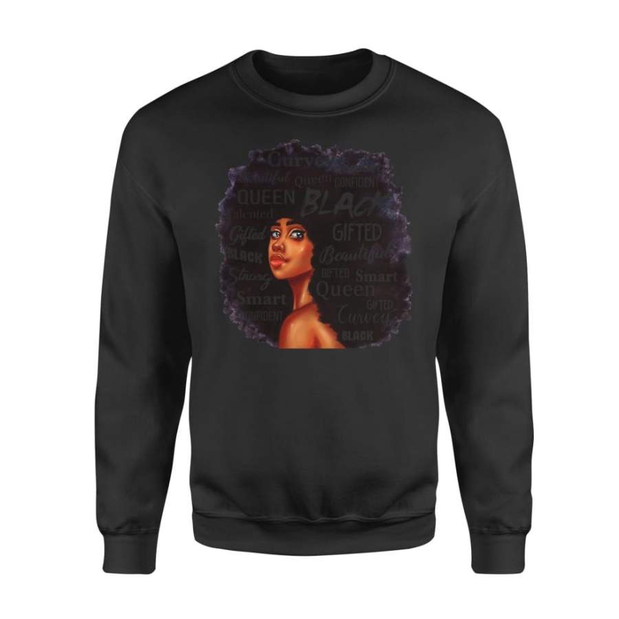 Strong Black Woman Afro Word Art Natural Hair Melanin Poppin – Standard Crew Neck Sweatshirt