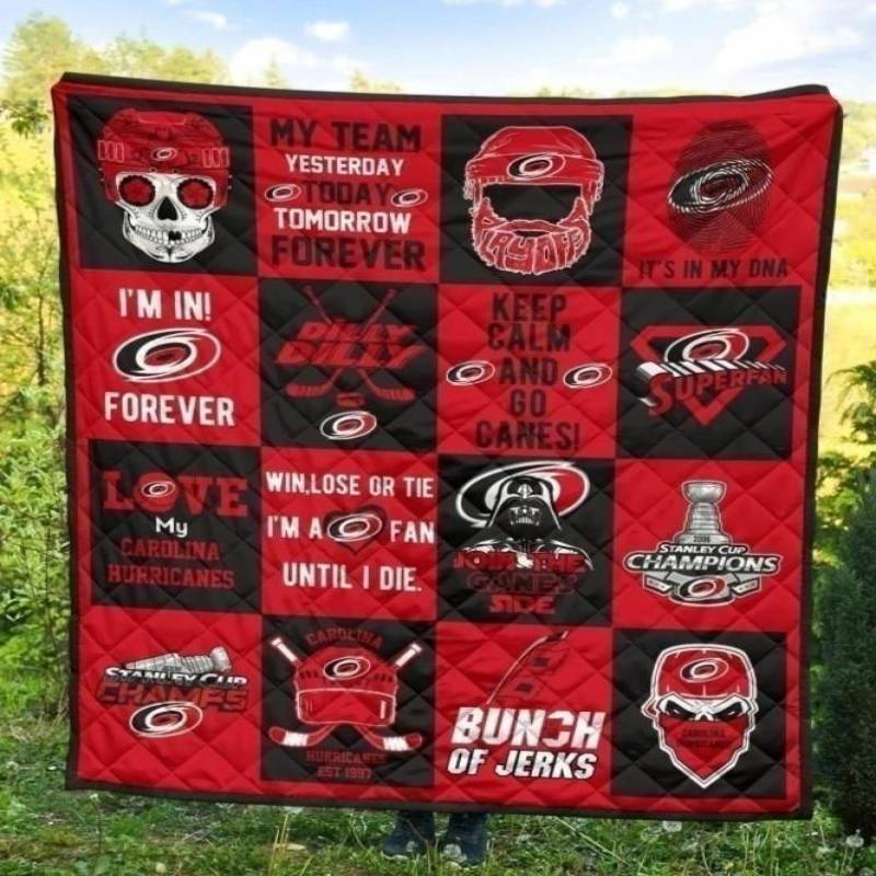 My Team Carolina Hurricanes Quilt Blanket Hockey Fan Gift Idea MN09