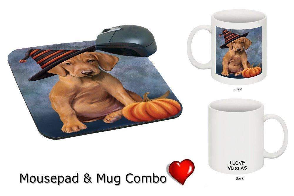 Christmas Happy Holidays Vizsla Puppy Wearing Witch Hat Mug & Mousepad Combo Gift Set Mmcg0658