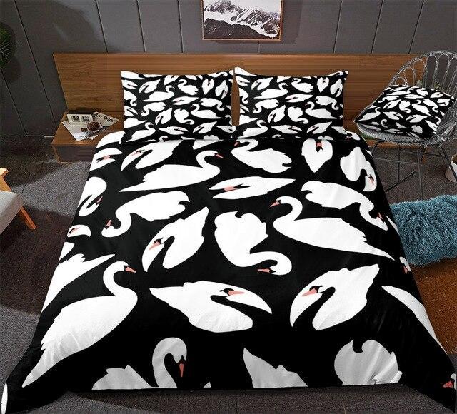 Cartoon Swan 3 Pieces Quilted Comforter Set