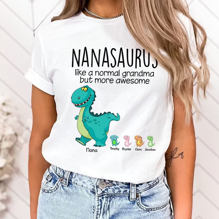 Funny Nana Shirt, Nanasaurus, Mimisaurus Like A Normal Grandma But More Awesome Custom Shirt Gift For Grandma