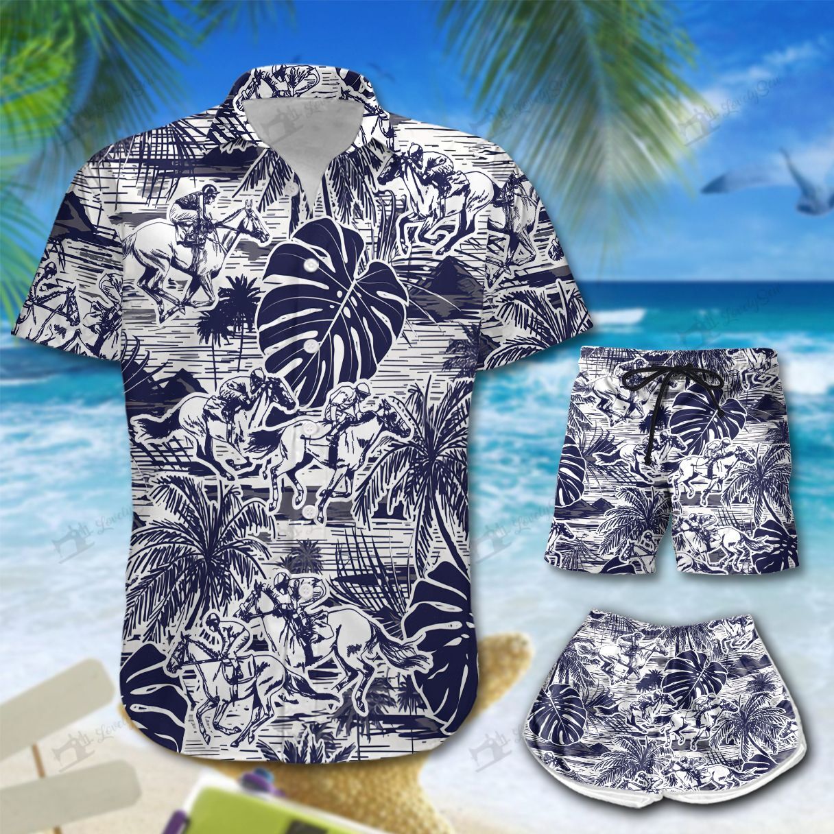 Horse Racing Hawaiian Shirt Shorts Ha76835