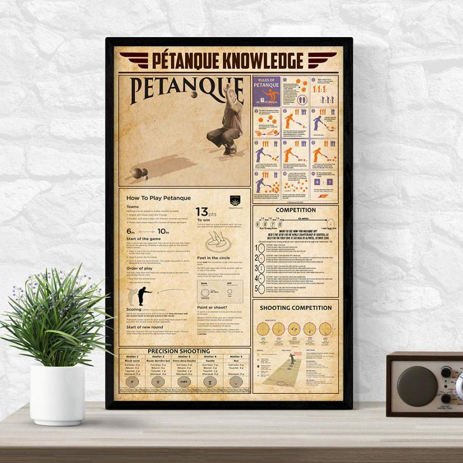 Wozoro Unframed Poster Pétanque Knowledge Size 11×17, 16×24, 24×36 inch