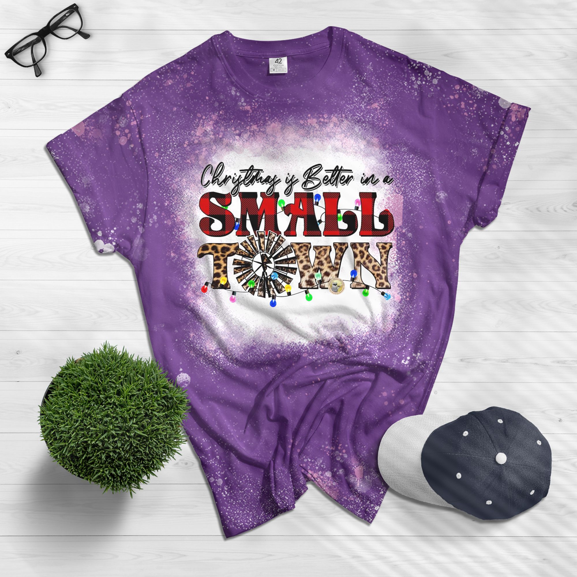 Christmas Is Better In A Small Town Bleached Shirt, Christmas Gift, Christmas Shirts, Funny Christmas 6