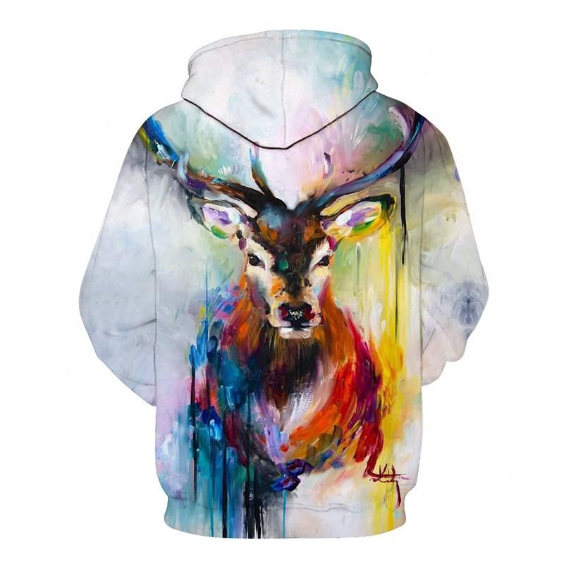 Vibrant Deer Oil Painting 3D – Sweatshirt Hoodie Pullover