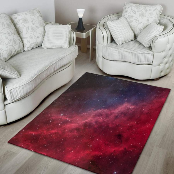 Red Cosmic Galaxy Space Area Rug