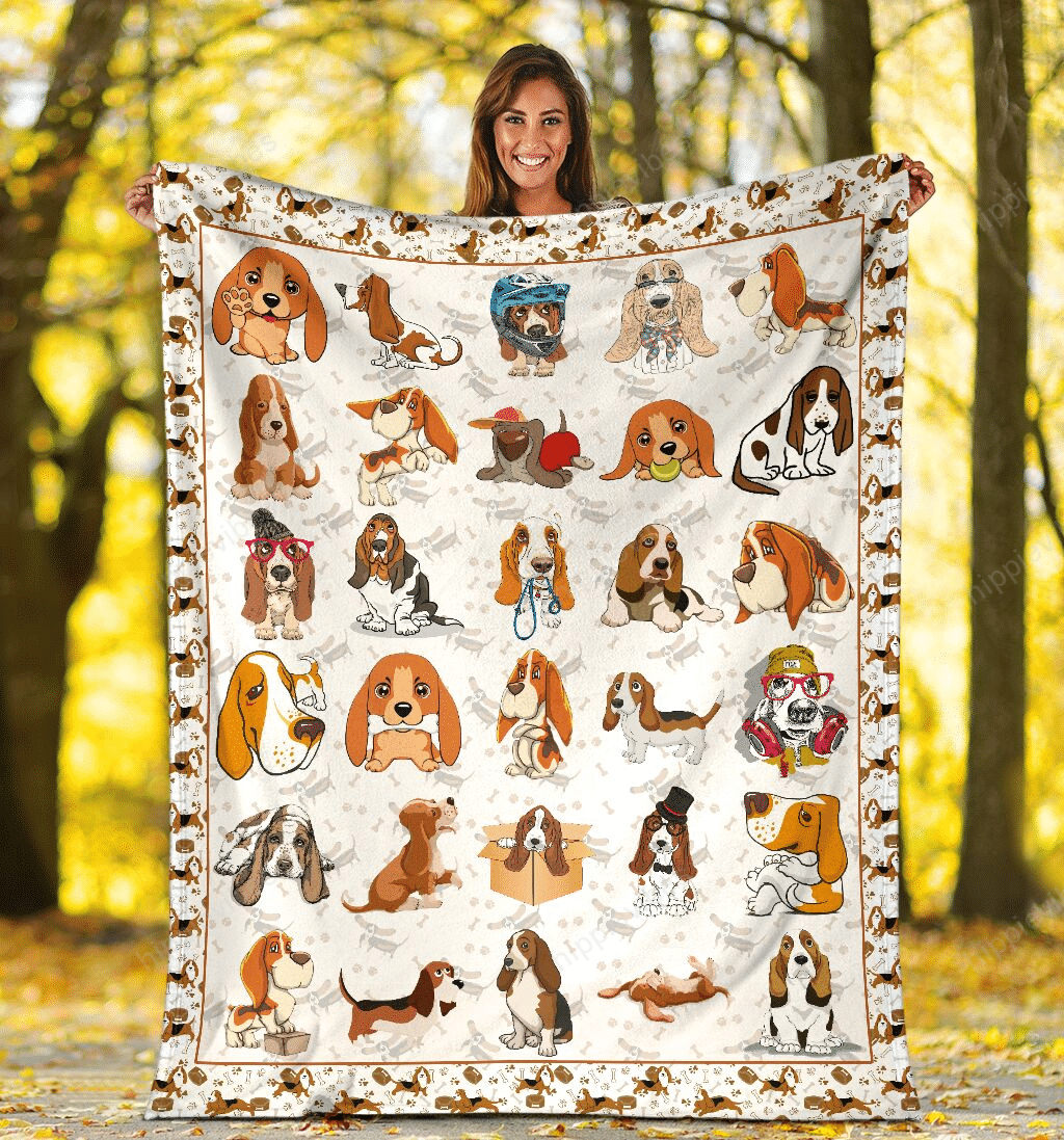 I Love Basset Hound Fleece Blanket