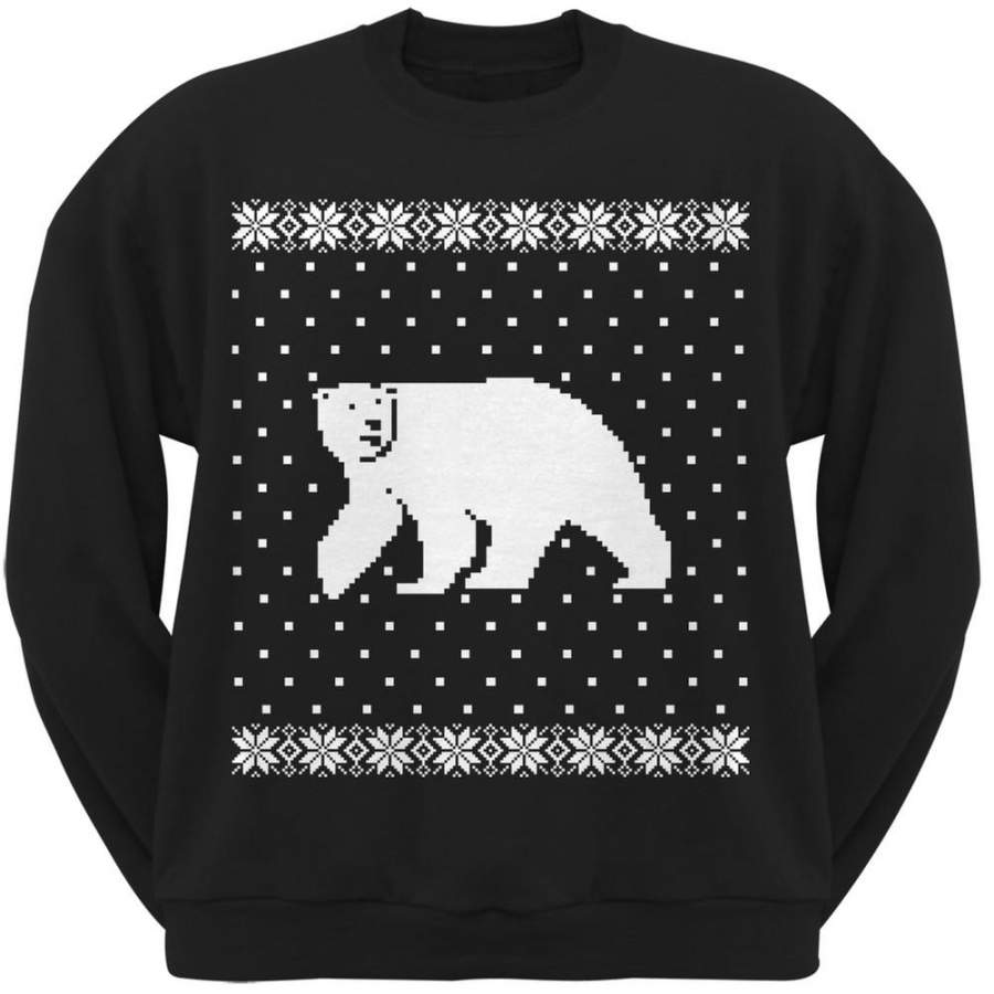 Big Polar Bear Ugly Christmas Sweater Black Crew Neck Sweatshirt