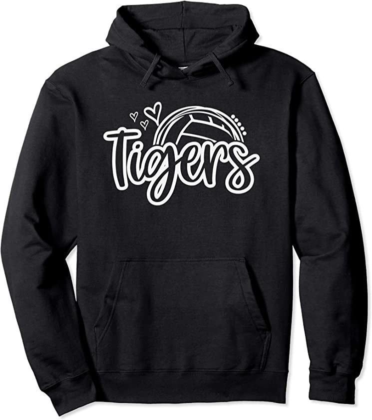 Volleyball Tigers School Sports Fan Team Spirit Pullover Hoodie