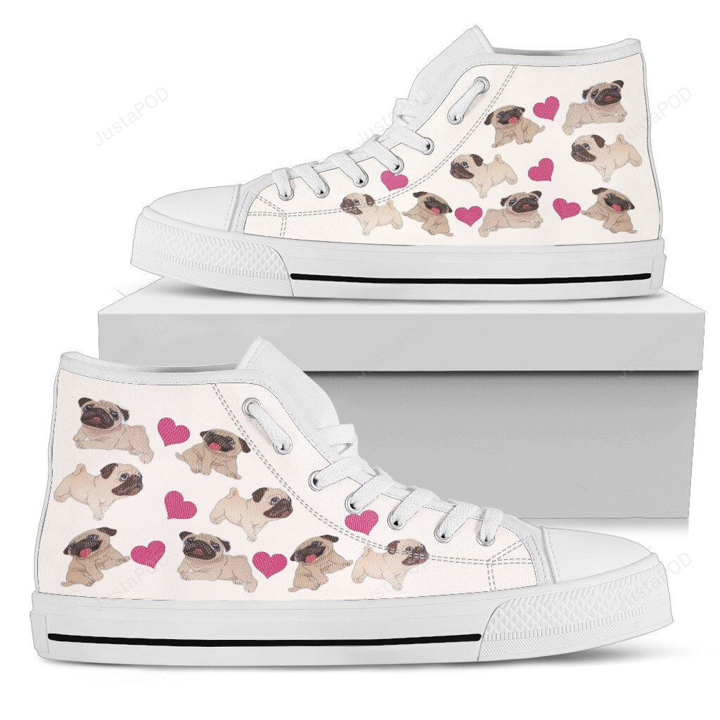 Pugs & Hearts Canvas High Top Shoes