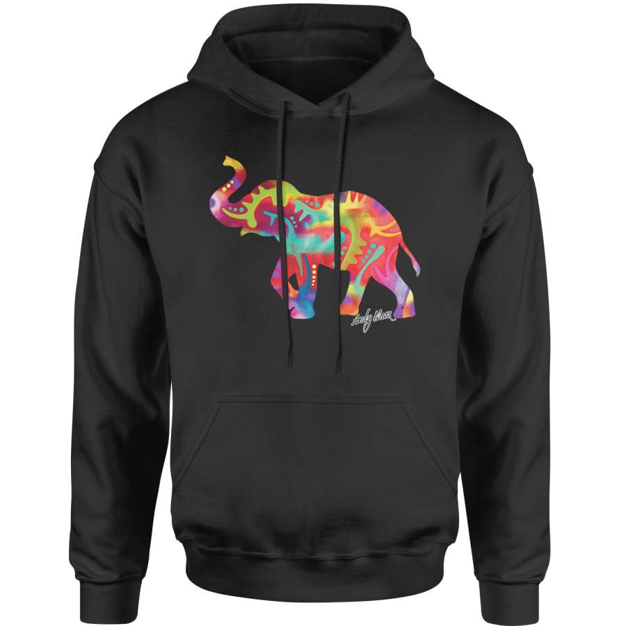 Neon Good Luck Elephant Adult Hoodie Sweatshirt