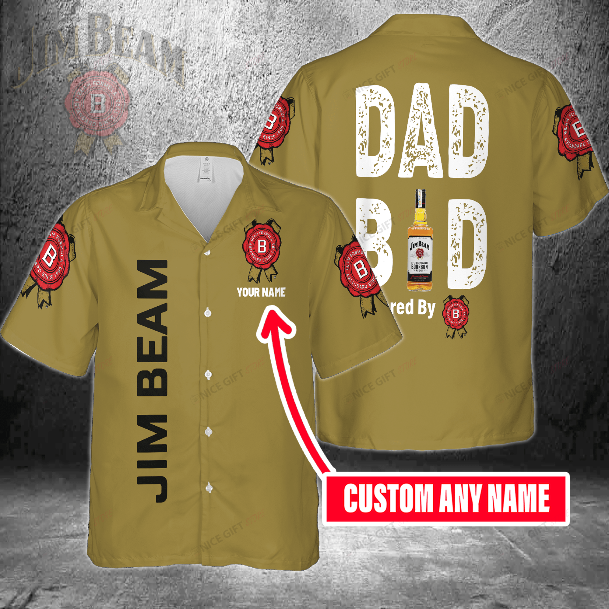 Dad Bod Powered By Jim Beam Custom Name Hawaiian Shirt 3Hs-I4P0