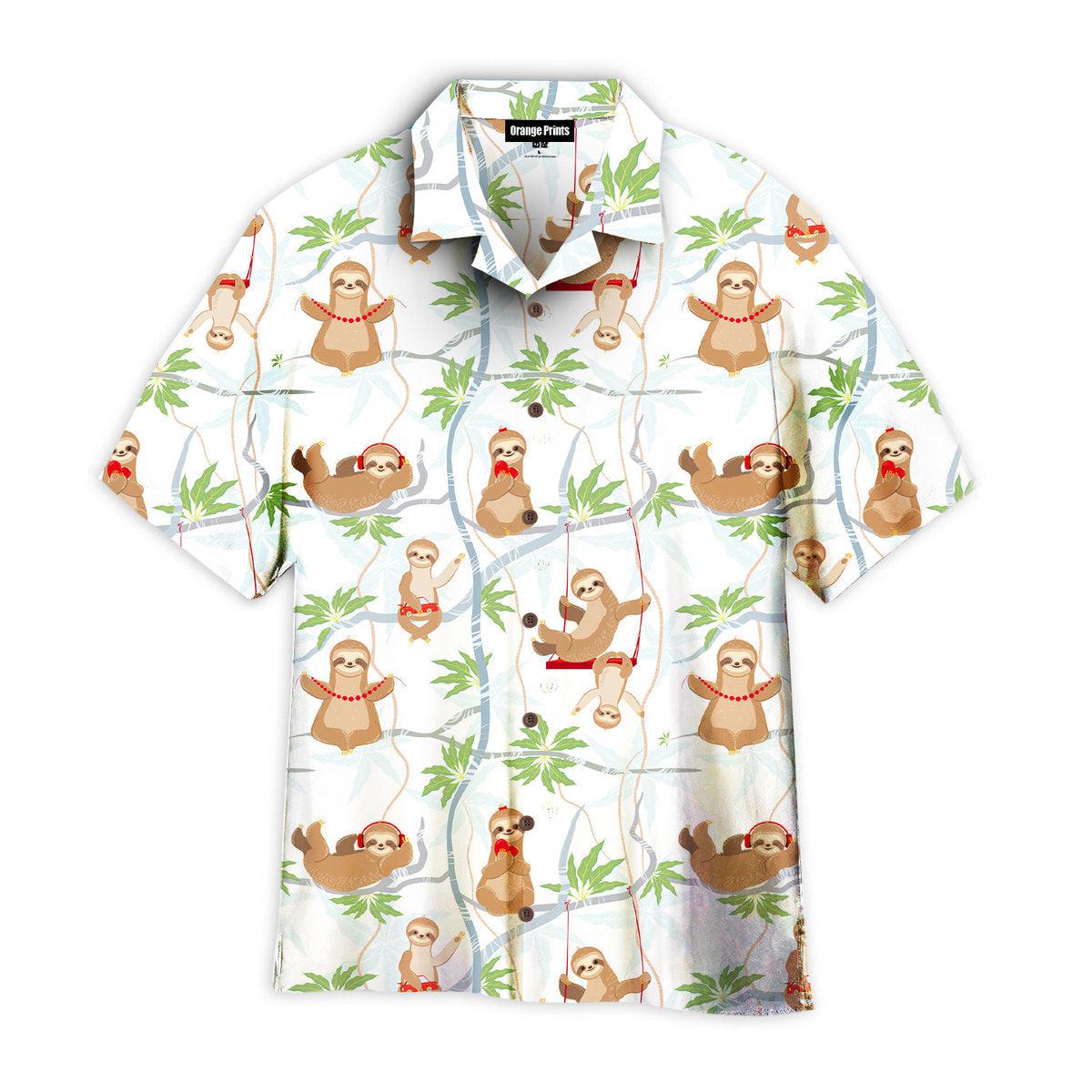 Cute Sloths Having Fun On The Trees Hawaii Shirt For Men Women Ha67804