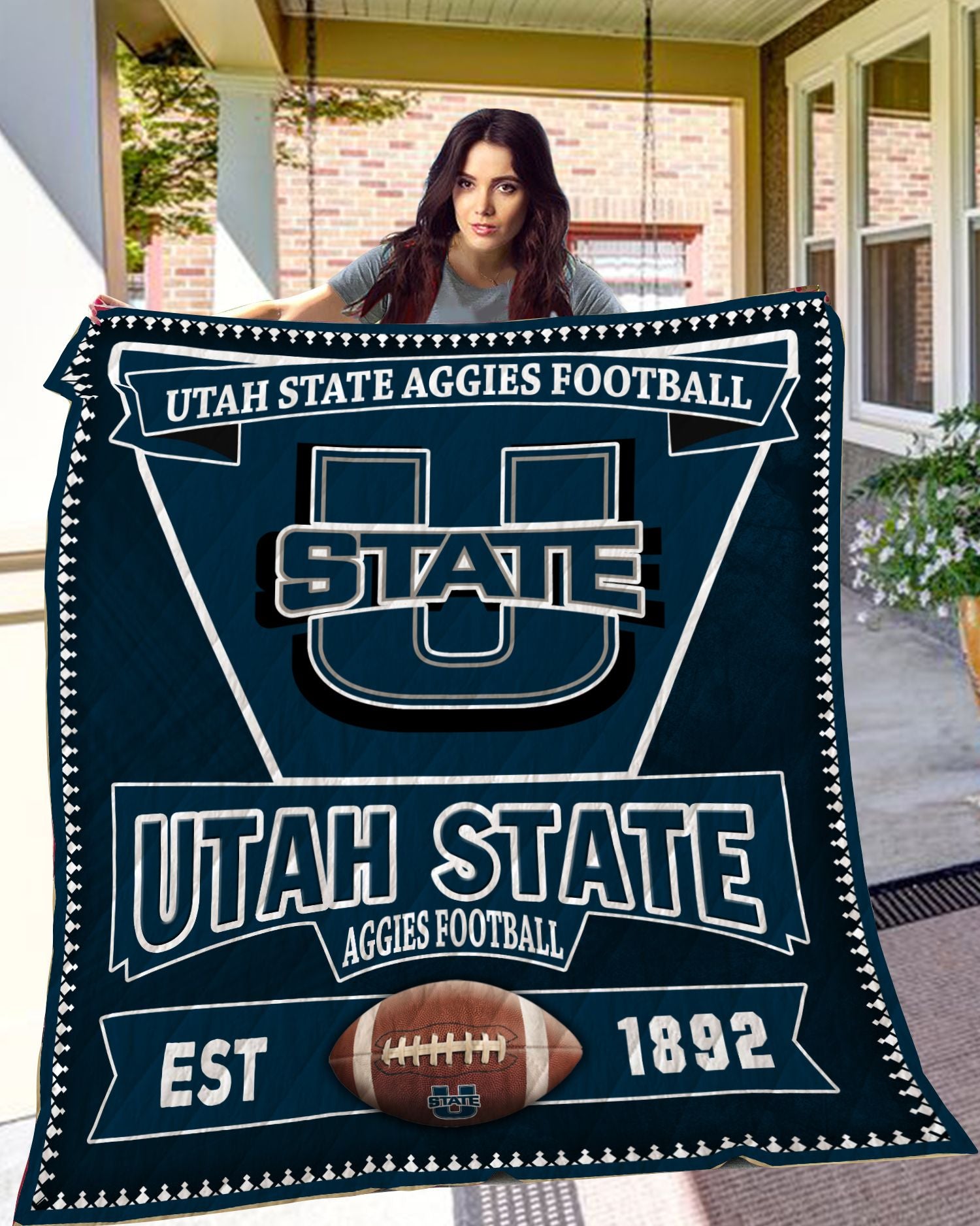 Utah State Aggies Football Quilt Blanket Ha0111 Fan Made