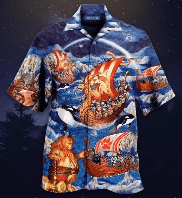 Viking Cats Falala Valhalla La Aloha Hawaiian Shirt Colorful Short Sleeve Summer Beach Casual Shirt For Men And Women