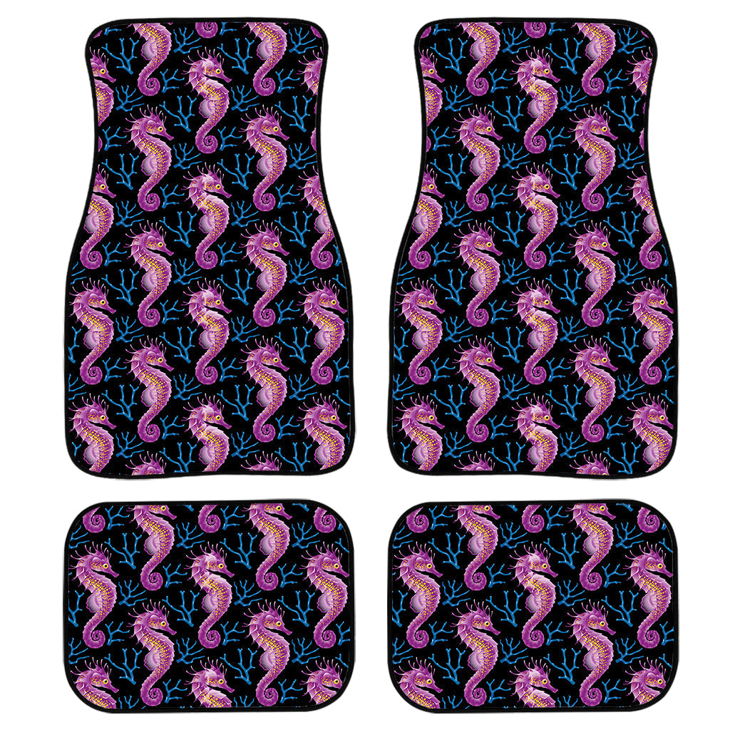 Purple Seahorse Pattern Print Front And Back Car Floor Mats, Front Car Mat