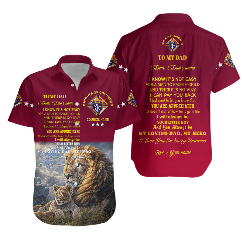 (Custom) Knights Of Columbus Father Day Hawaiian Shirt Lion Father And Son – Maroon Lt8