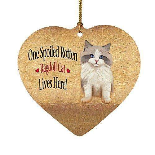 Ragdoll Kitten Spoiled Rotten Cat Heart Christmas Ornament