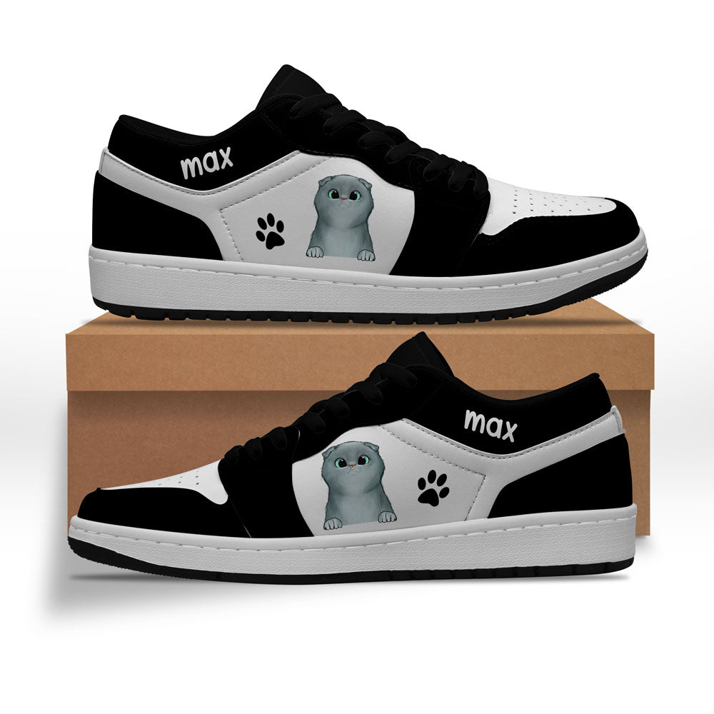 Cat Lover Gift – Personalized Name White & Black Jd Sneakers Vhss0236