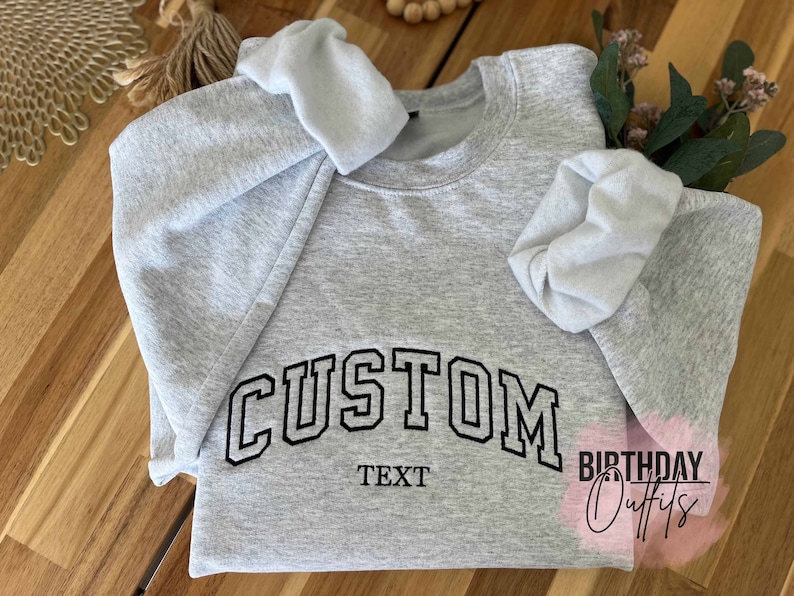 Custom Embroidered Varsity Crewneck – Embroidery Crewneck- Custom Embroidery – Personalized Sweatshirt – Embroidered Sweatshirt, mom gift