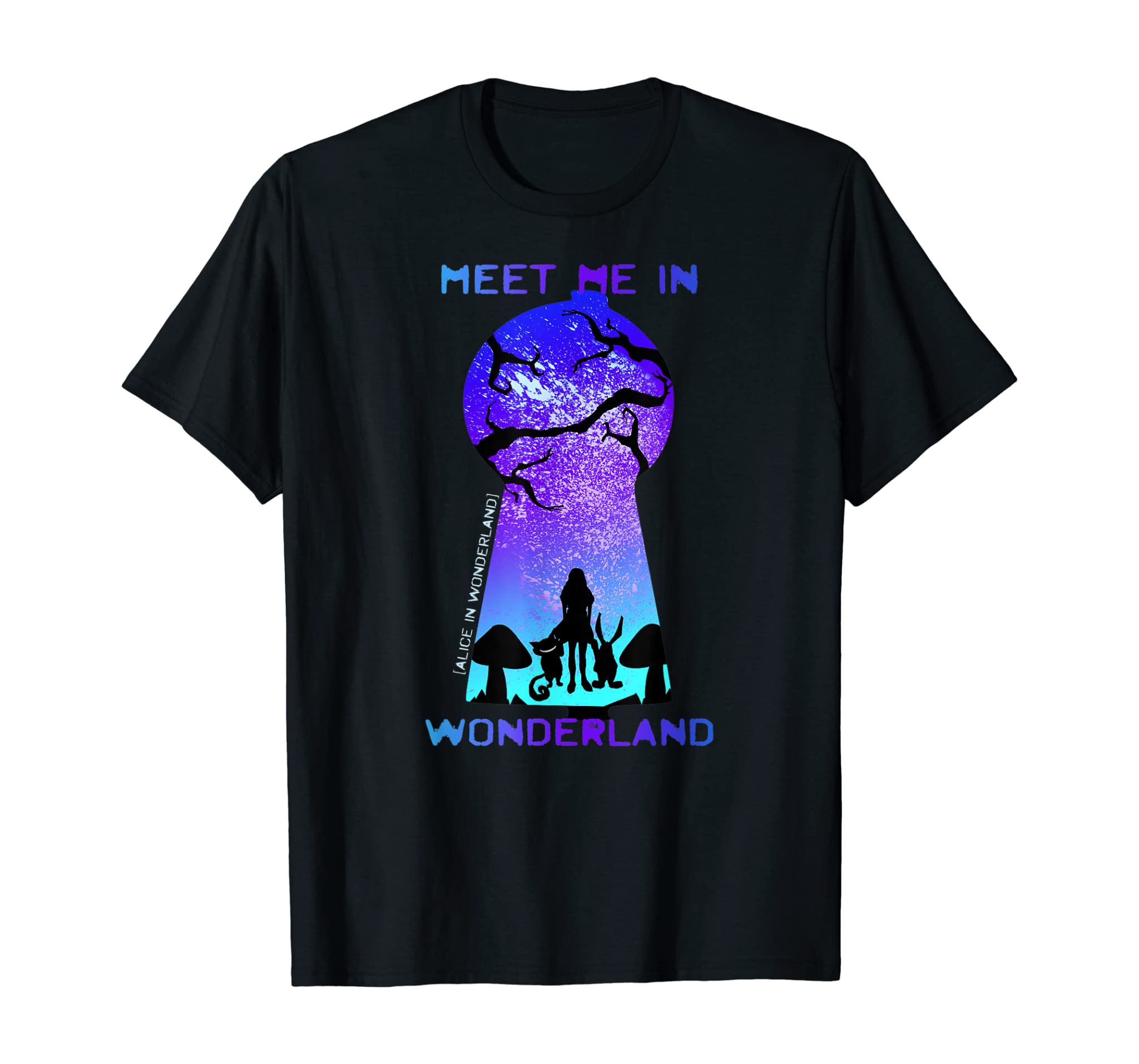 Meet Me In Wonderland Alice Cheshire Grinning Cat Rabbit T-Shirt