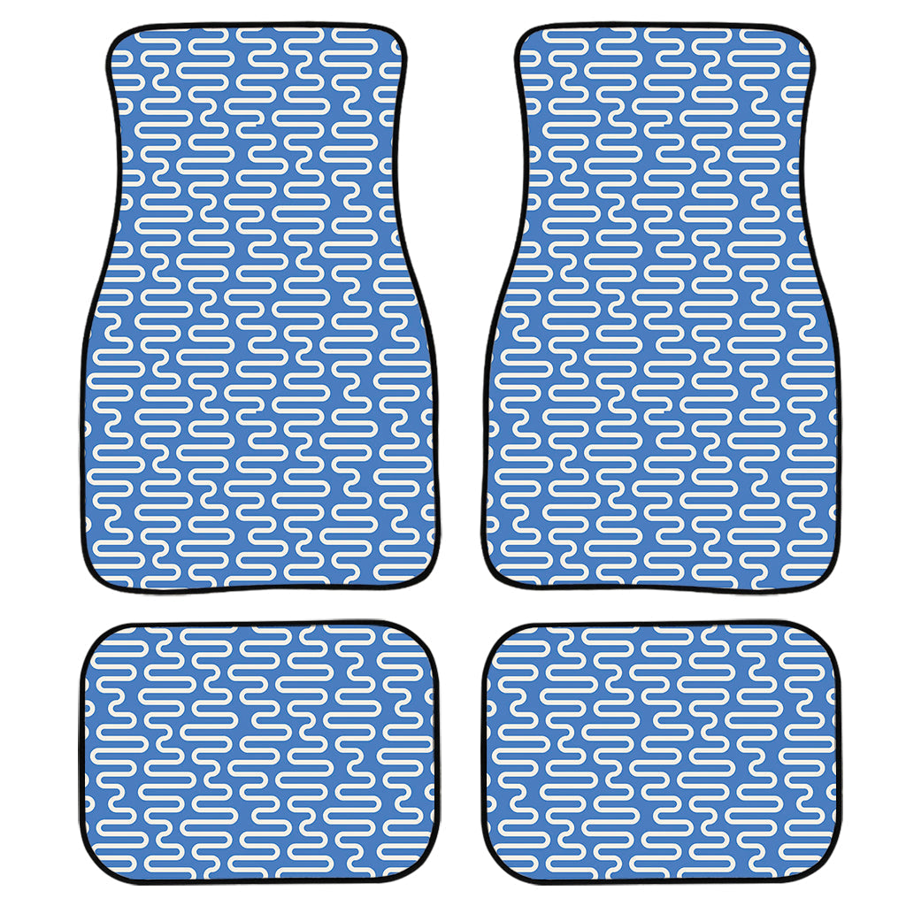 Blue And White Dna Pattern Print Front And Back Car Floor Mats, Front Car Mat