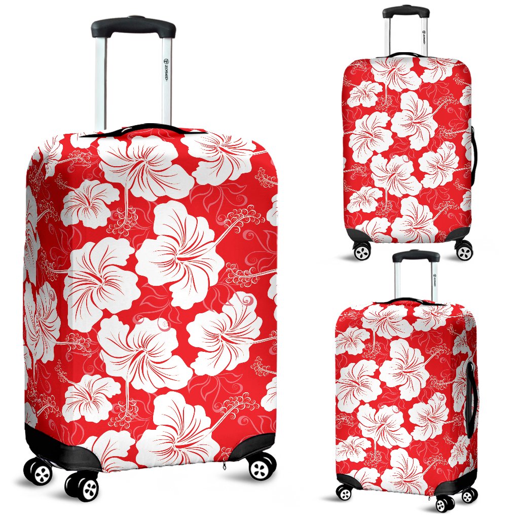 Flower Hawaii Hibiscus Red Background Print Luggage Cover Ha12479