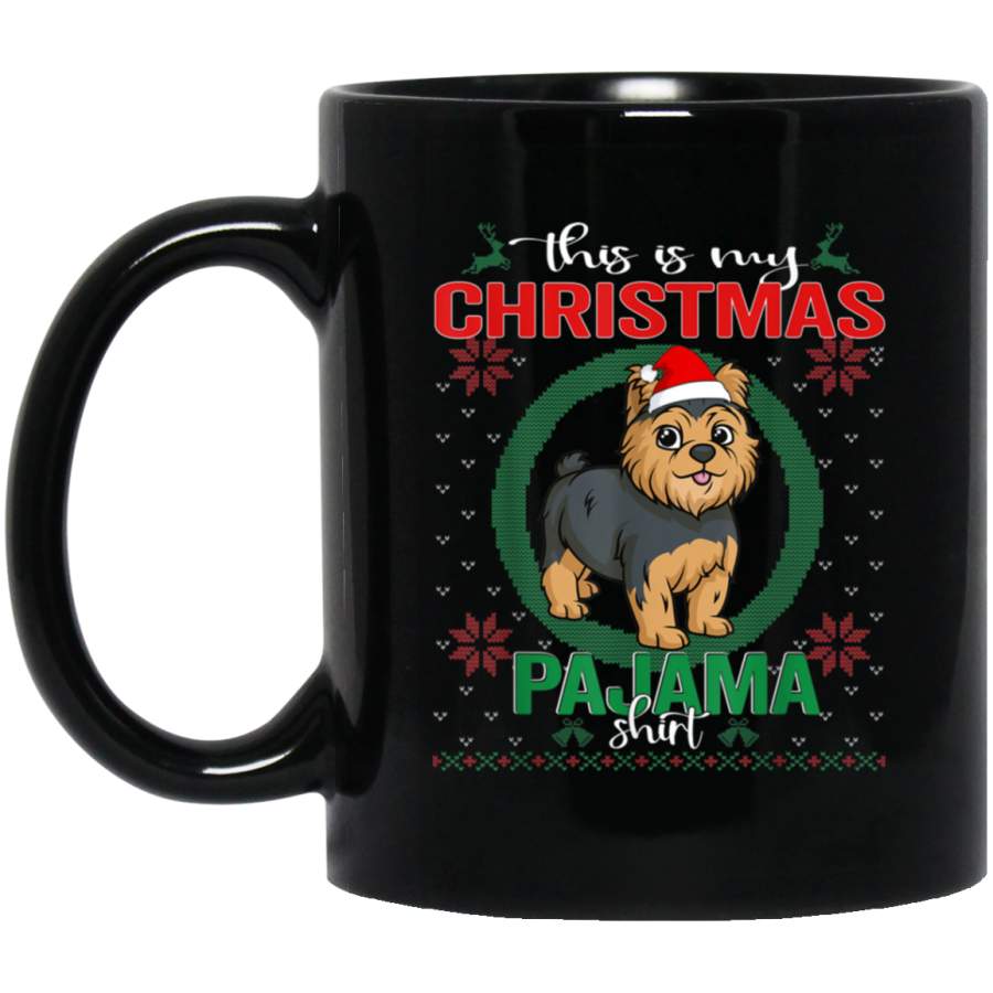 Yorkshire Terrier Hats Ugly Christmas Dog Lover Gift Sweater  11 oz 15 oz Mug Black