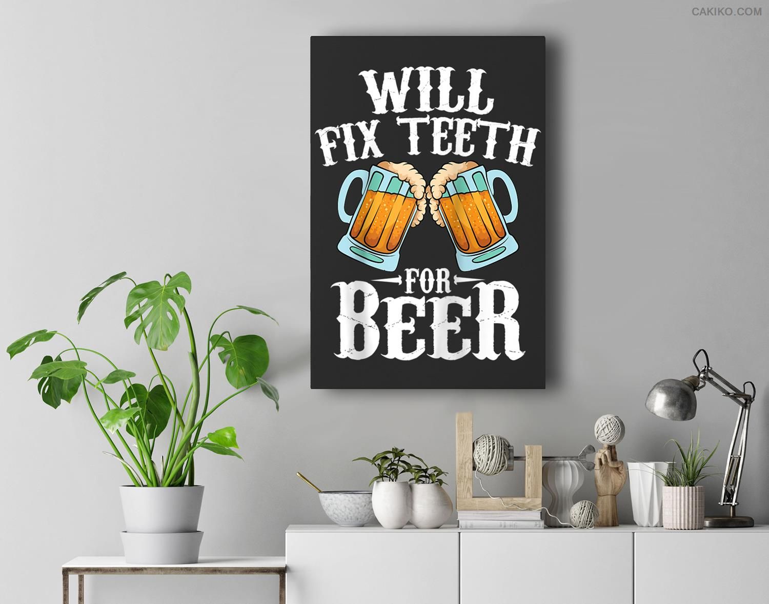 Funny Will Fix Th For Beer  Cool Dentist Men Women Gift Baseball Premium Wall Art Canvas Decor