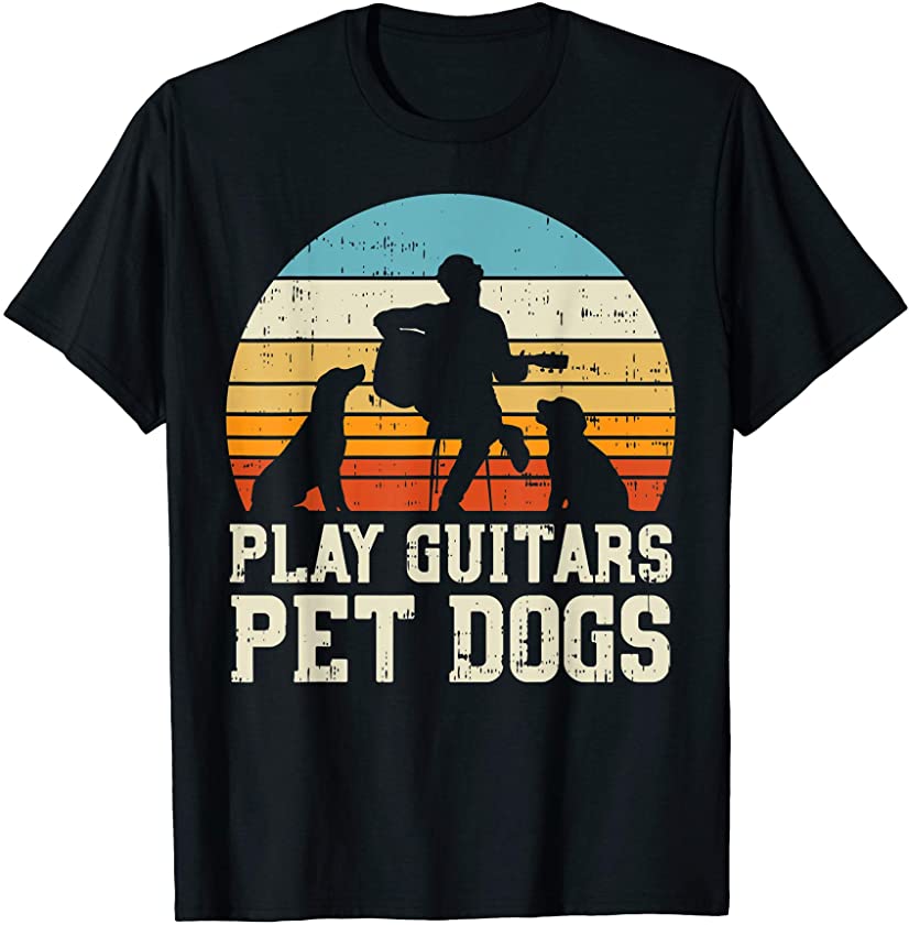 Play Guitars Pet Dog Retro Music Guitarist Animal Lover Gift T-Shirt