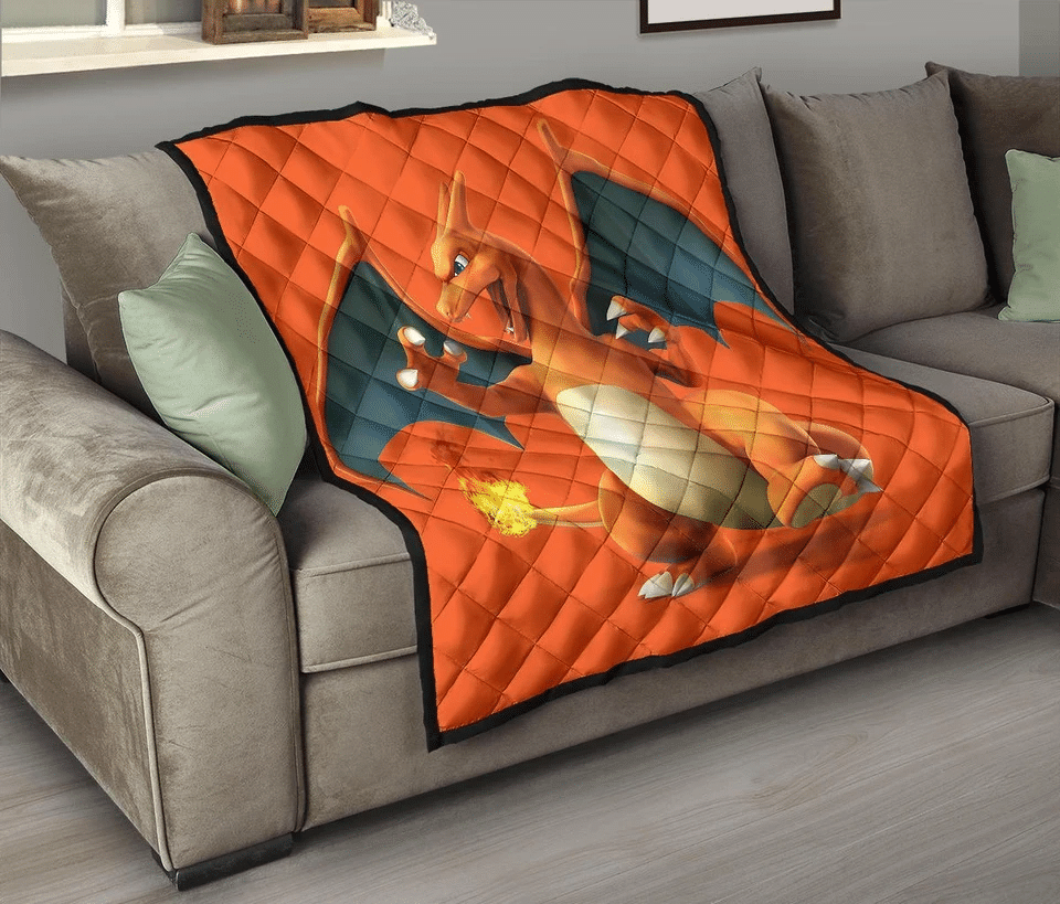 Charizard Printed Pokemon Home Decoration For Fan Gift Idea Quilt Blanket