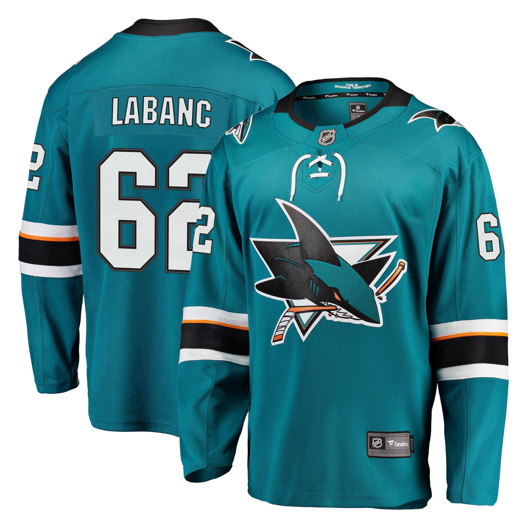 Men's San Jose Sharks Kevin Labanc Teal Breakaway Jersey