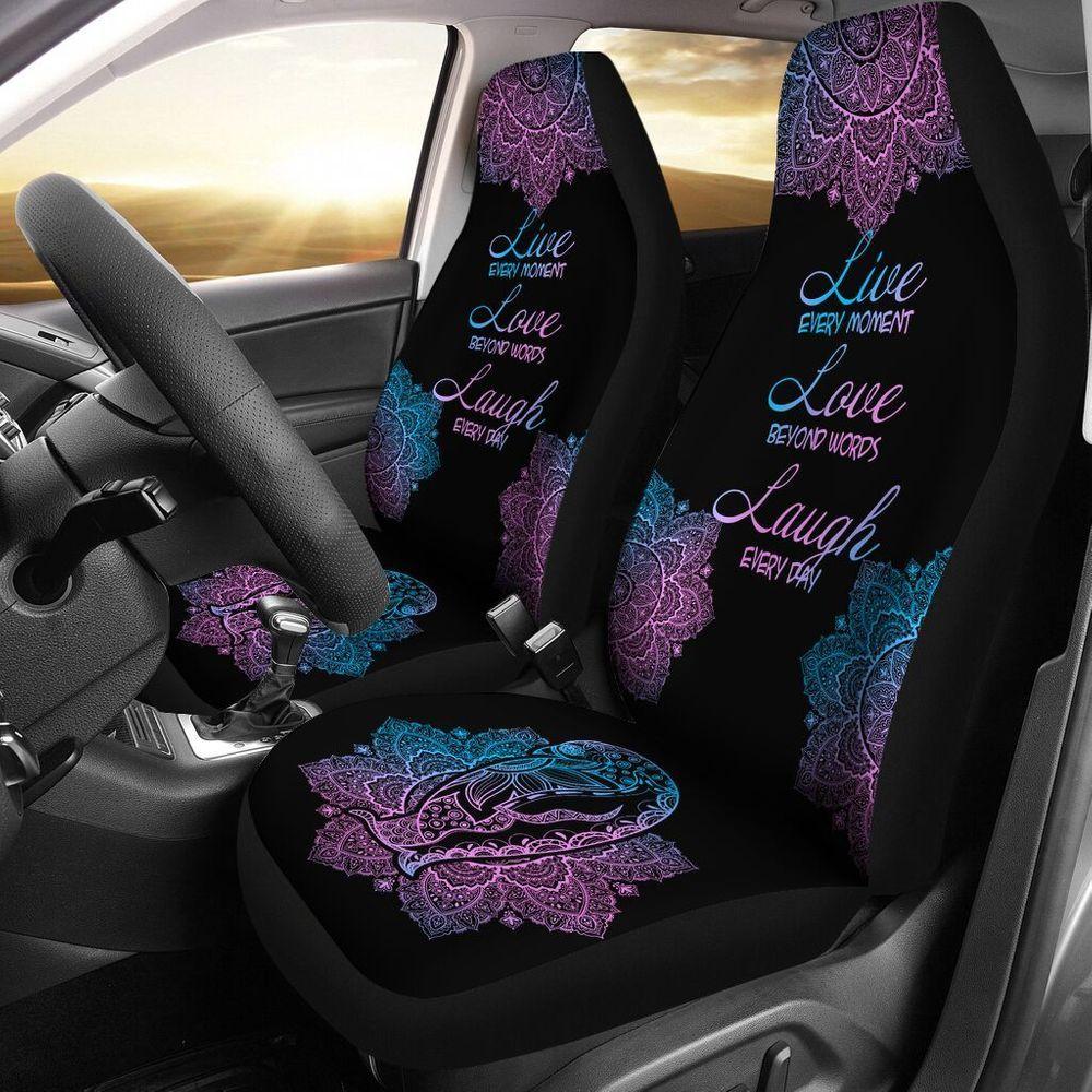 FUN CAR DECOR PENGUIN LIVE LOVE LAUGH SEAT COVERS