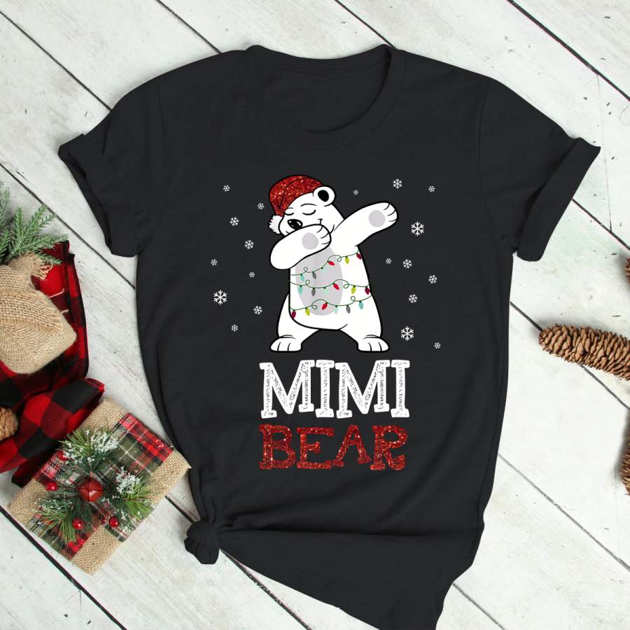 Mimi Bear Christmas Pajama Red Plaid Buffalo Family Gift Long Sleeve T-Shirt