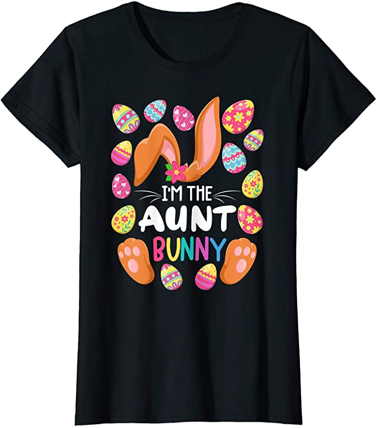 Womens Cute Top I Aunt Bunny I Matching Family Easter Pajamas T-Shirt