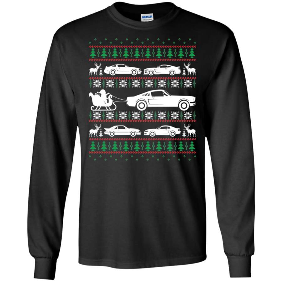 Ugly Christmas Ford Mustang Cotton T-Shirt Long Sleeve S550 S197 New Edge Foxbody