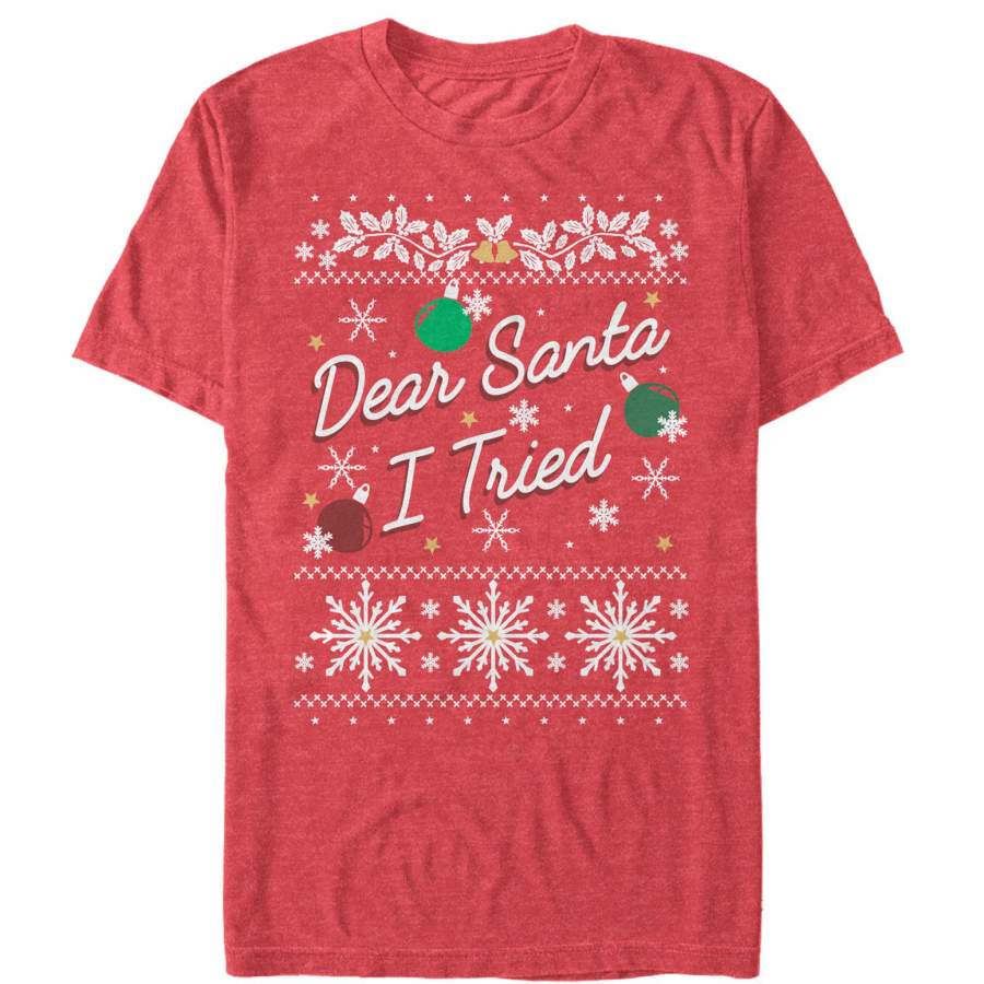 Lost Gods Men’s Christmas Dear Santa I Tried  T Shirt