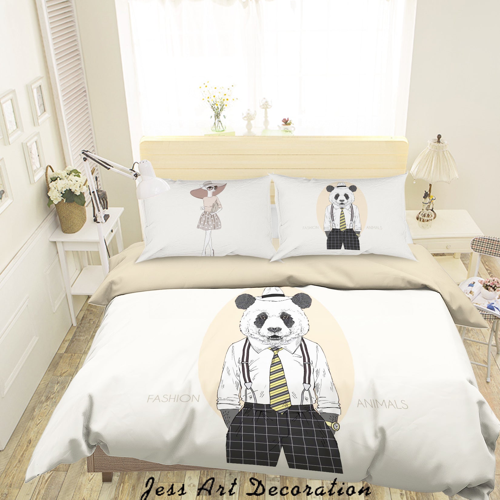 3D Mr Panda Cartoon Animal Quilt Cover Set Bedding Set Duvet Cover Pillowcases A030 Lqh