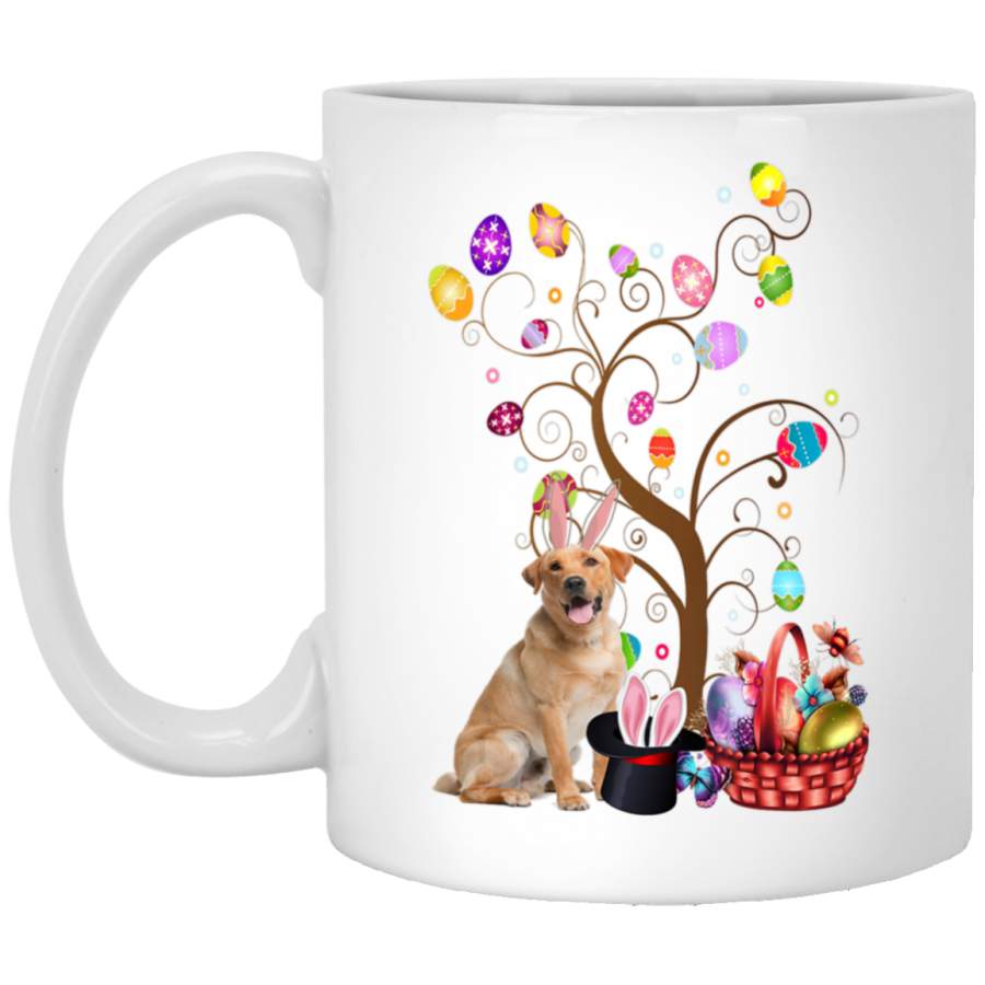 Bunny Labrador retriever Easter Day Hunting Egg 11oz 15oz White Mug Happy Easter Day Funny Colors Eggs Bunny Ears Peeps Cute