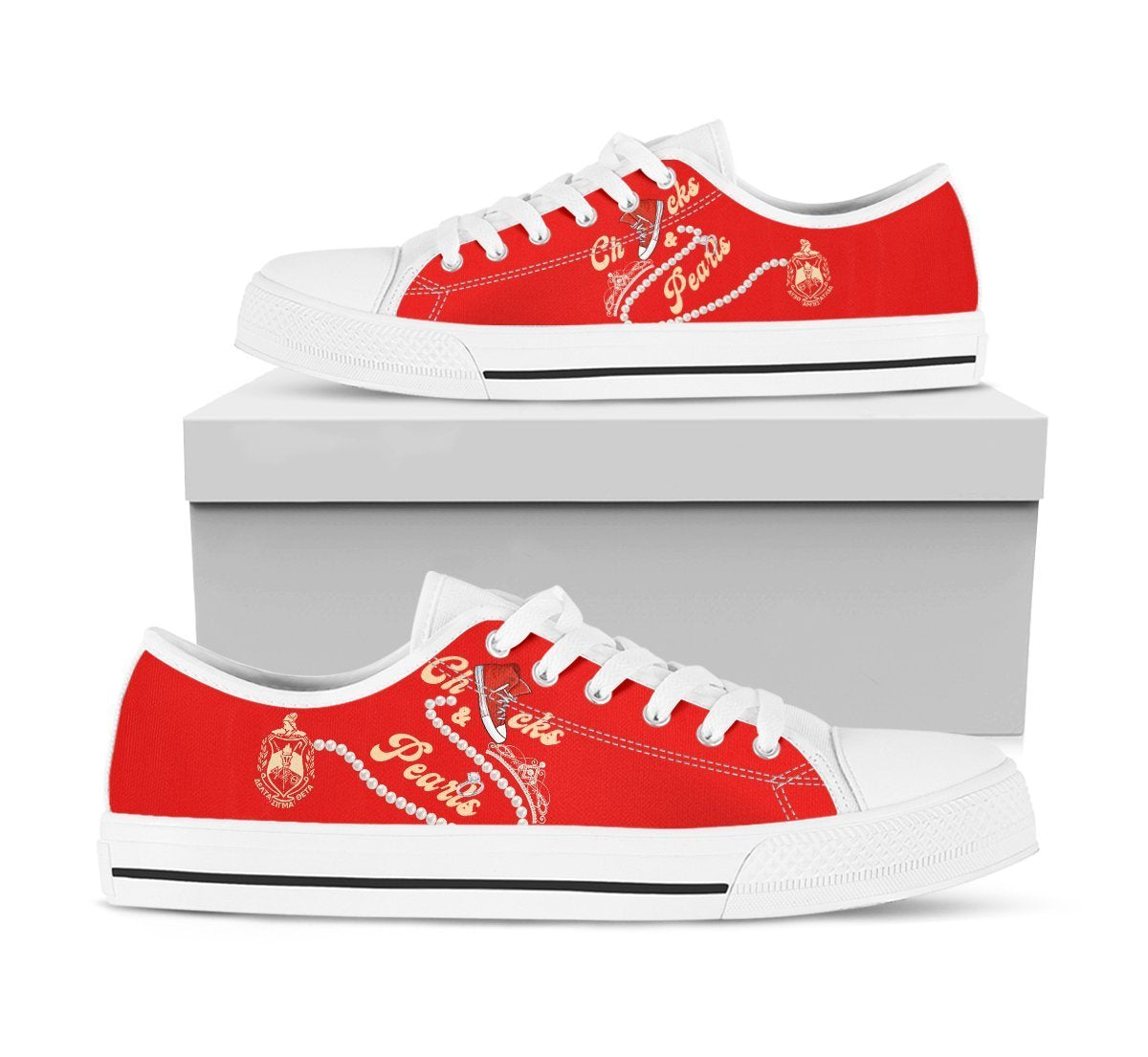 Greek Life Footwear – Delta Sigma Theta Chucks And Pearls Low Top Shoe K.H Pearls