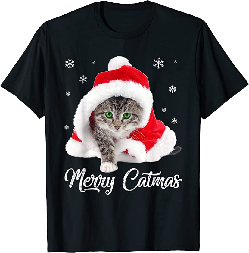 Merry Catmas Cute Cat Kitten Christmas Pajama Xmas Men Women T-Shirt