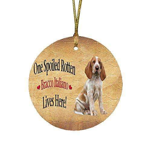 Bracco Italiano Puppy Spoiled Rotten Dog Round Christmas Ornament