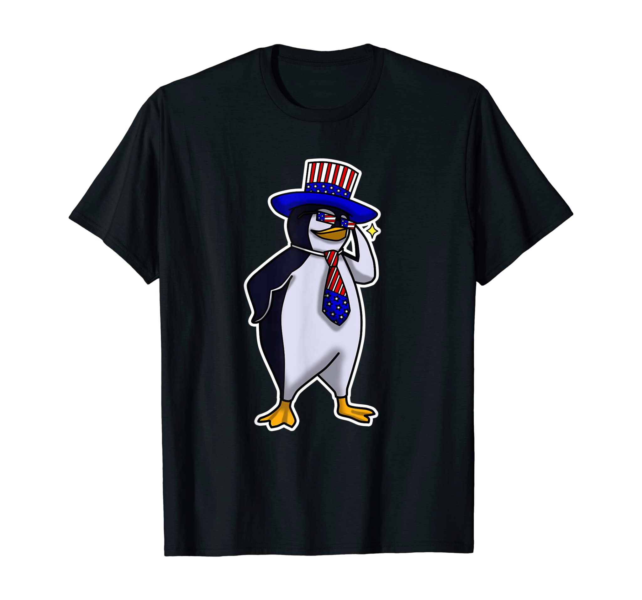 Mens Cool Usa Independence Day Penguin Gift Celebration Lover T-Shirt